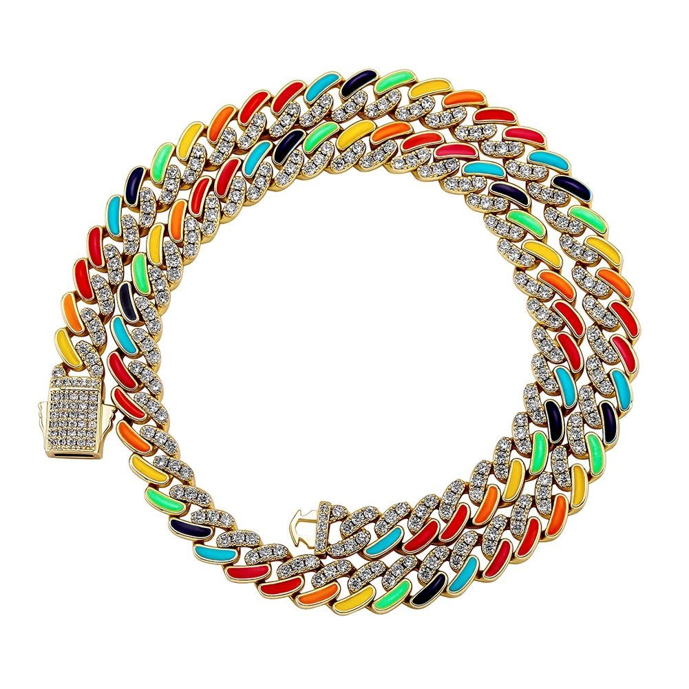 Multicolor Cuban Link Chain 14K - ICECI