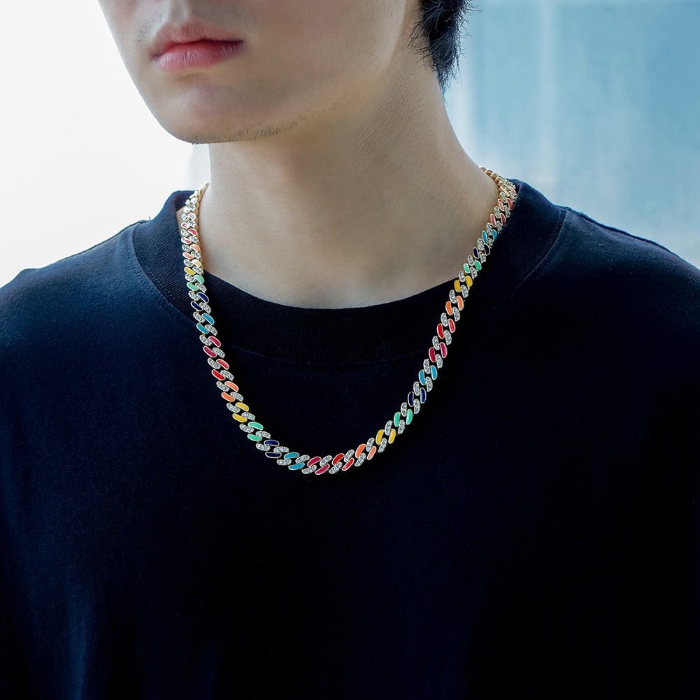 Multicolor Cuban Link Chain 14K - ICECI