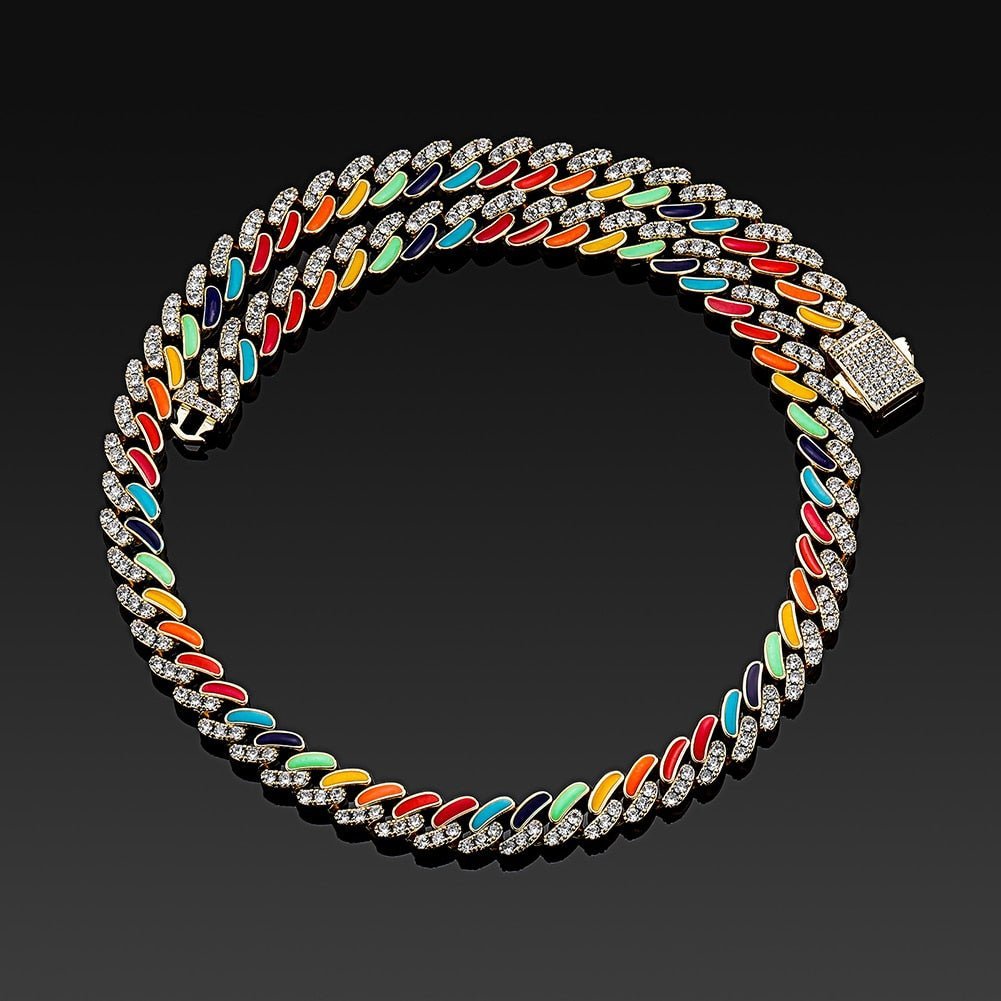 Multicolor Cuban Link Chain 14K - ICECI