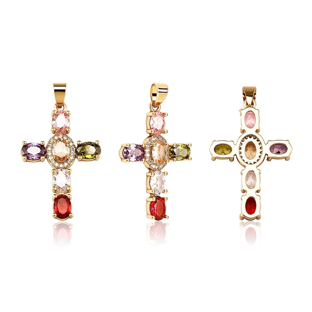 Oval Cut Cross Pendant 14K - ICECI
