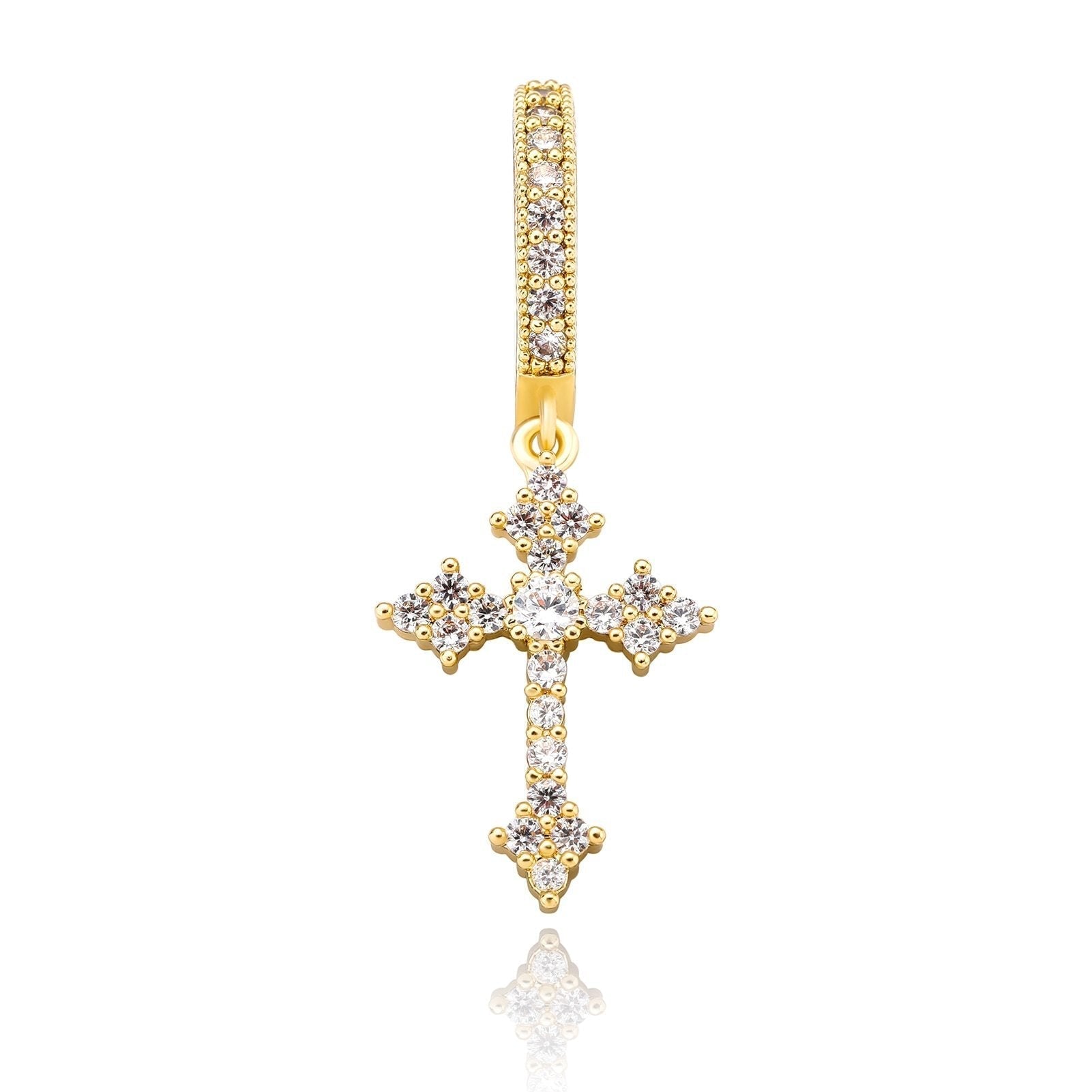 Patonce Cross Drop Earrings 14K - ICECI