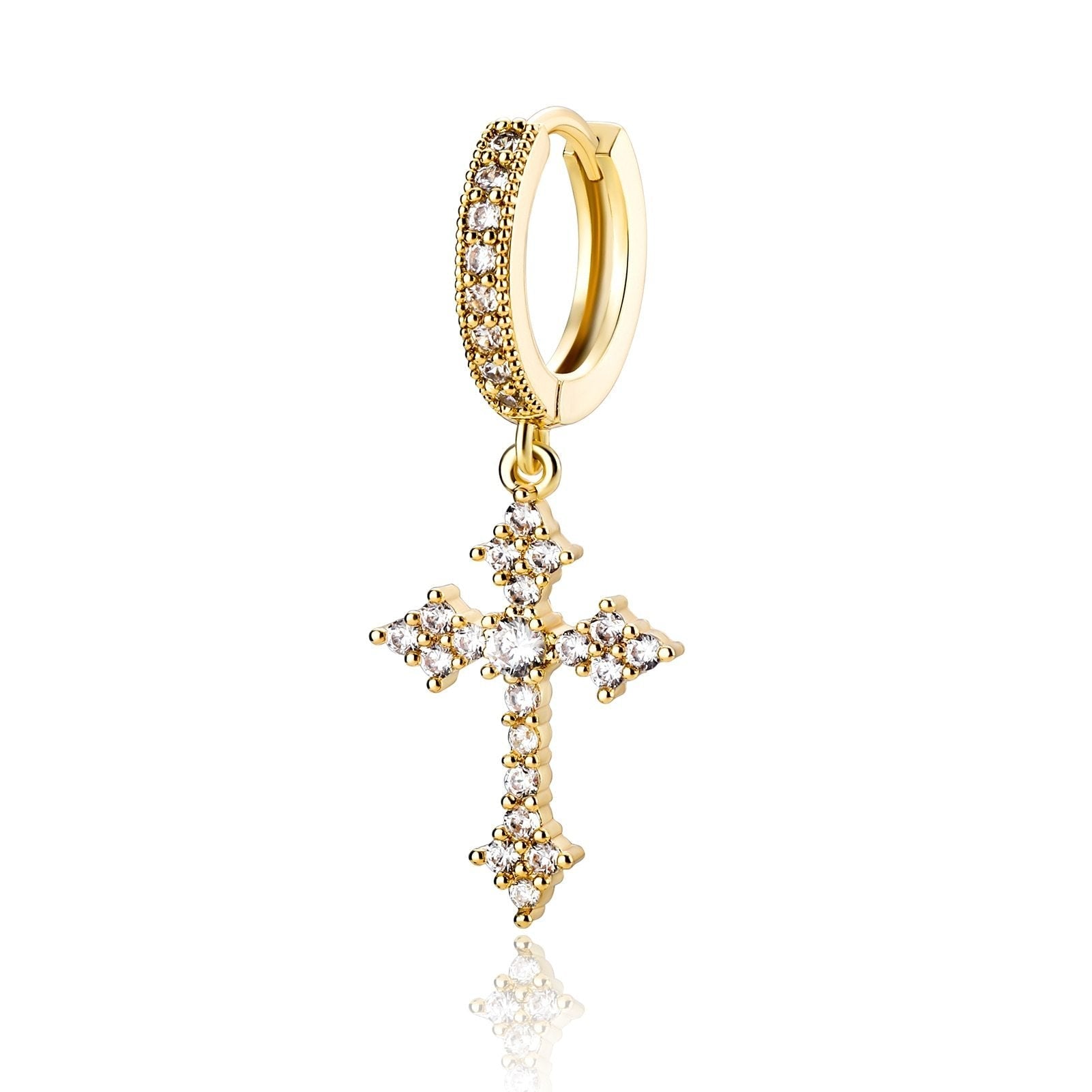 Patonce Cross Drop Earrings 14K - ICECI