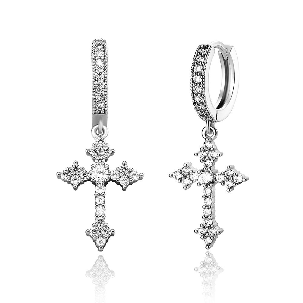 Patonce Cross Drop Earrings 14K - ICECI
