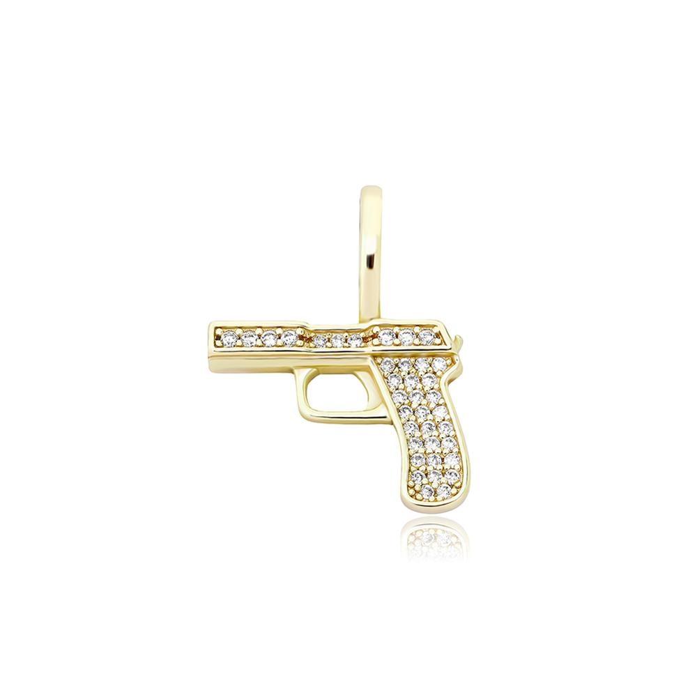 Pistol Pendant 14K x Sterling Silver - ICECI
