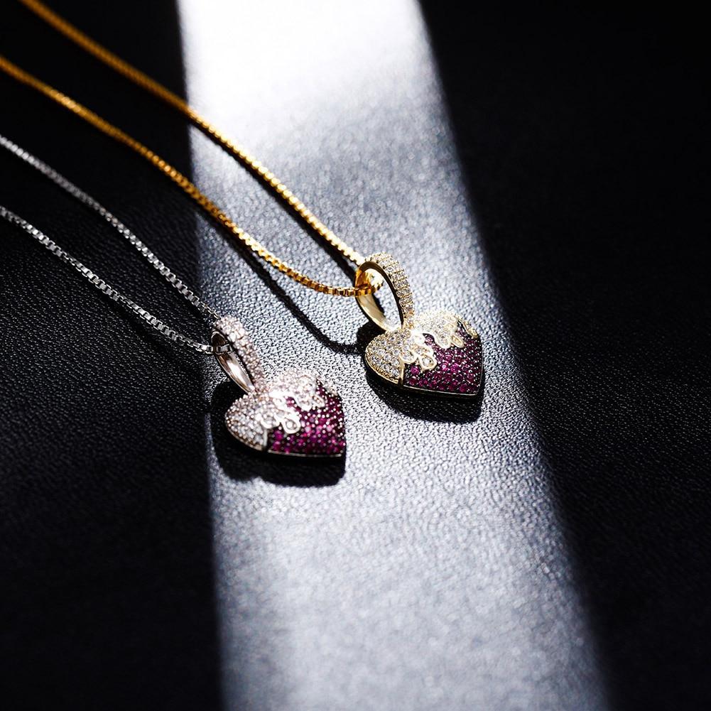 Purple Flames Heart Pendant 14K x Sterling Silver - ICECI