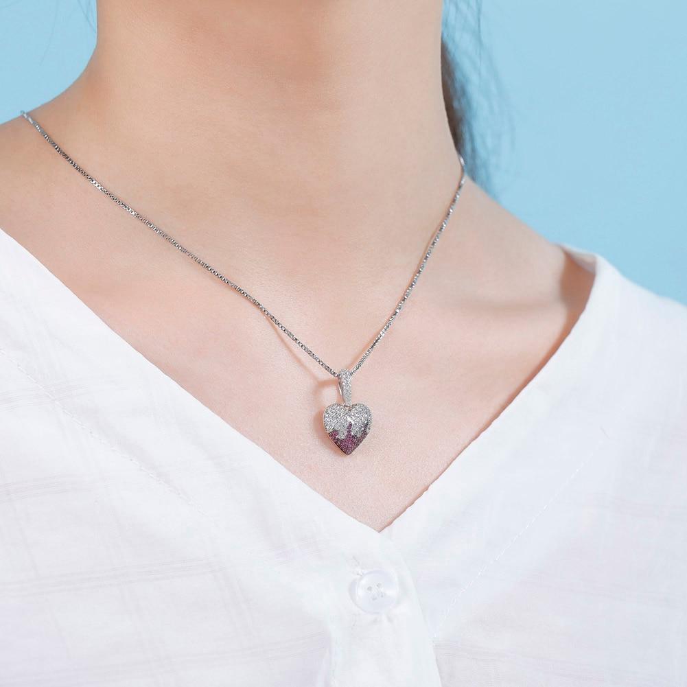 Purple Flames Heart Pendant 14K x Sterling Silver - ICECI