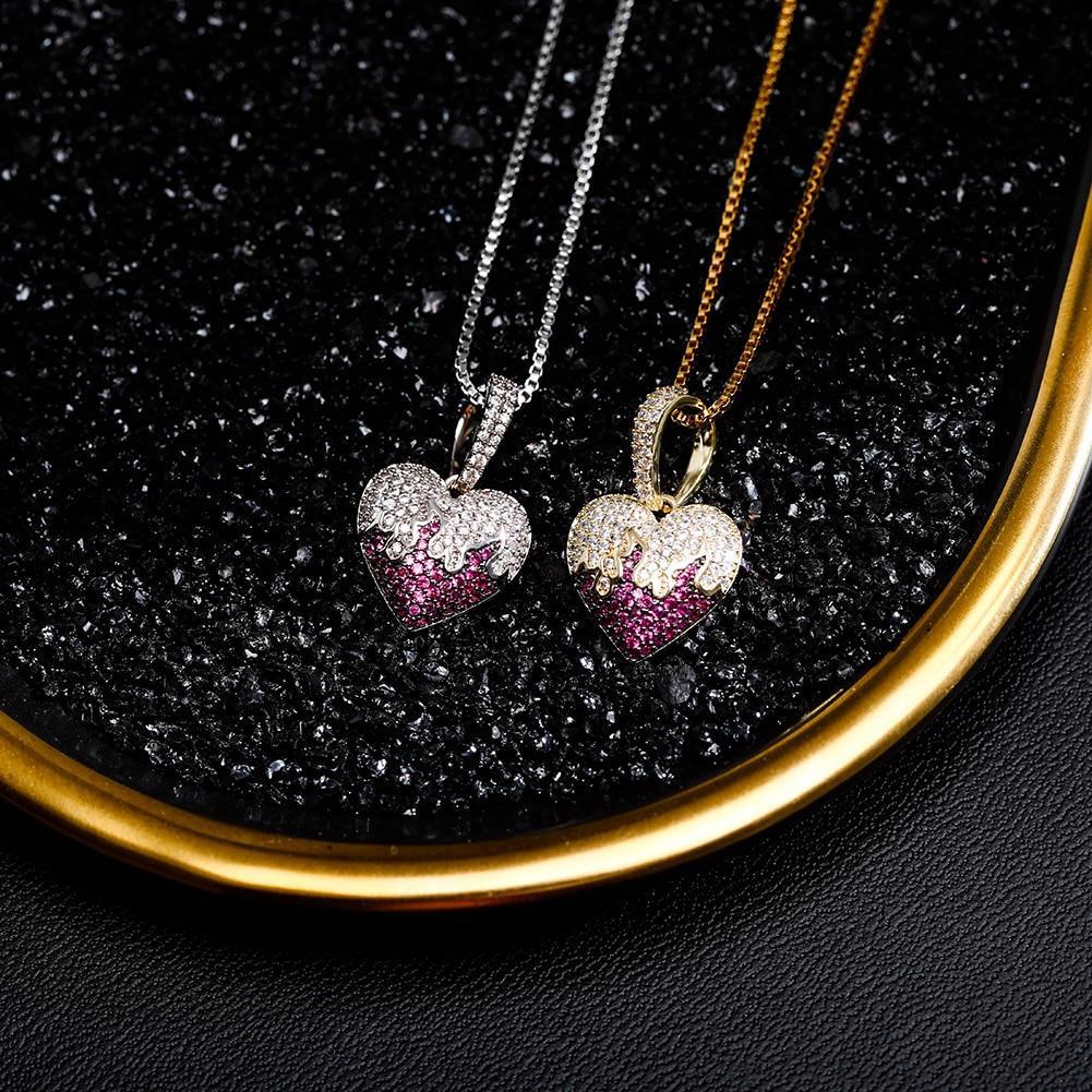 Purple Flames Heart Pendant 14K x Sterling Silver - ICECI