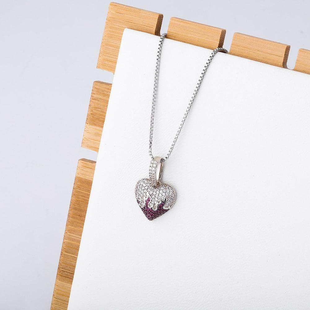 Purple Flames Heart Pendant 14K x Sterling Silver - ICECI