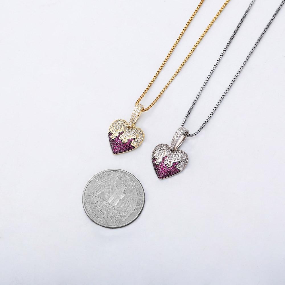 Purple Flames Heart Pendant 14K x Sterling Silver - ICECI