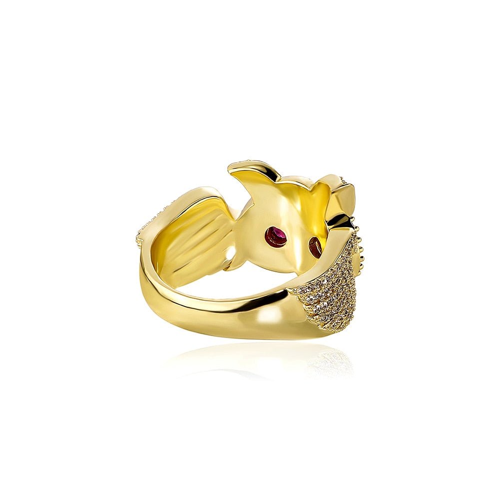 Red Eyes Owl Ring 14K - ICECI