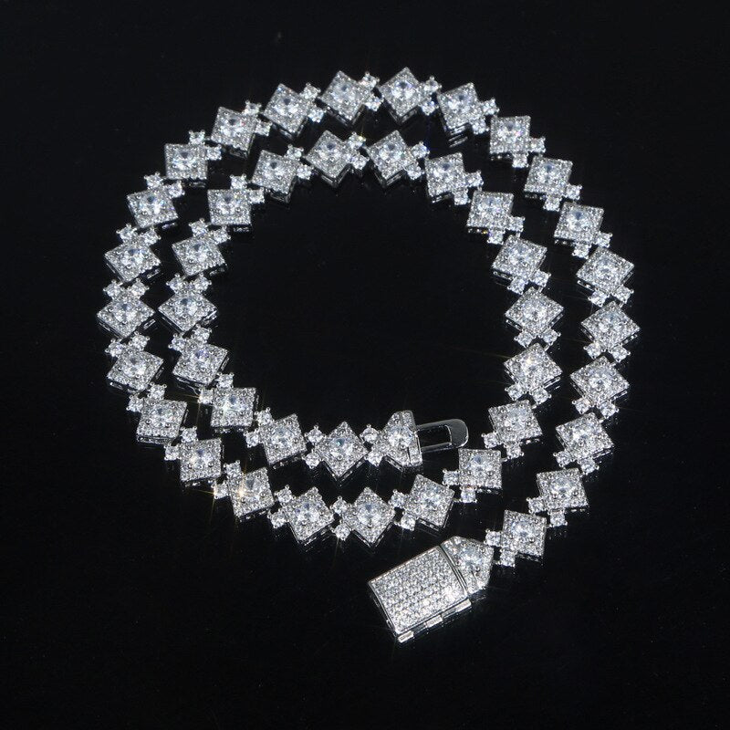 Rhombic Clustered Tennis Chain 14K - ICECI