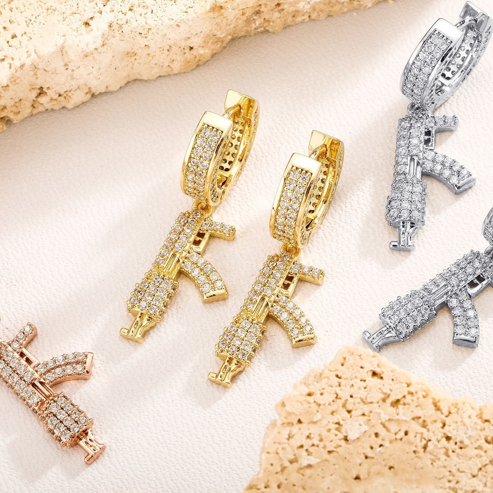 Rifle Drop Earrings 14K - ICECI