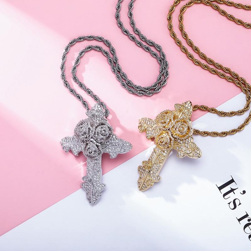 Rose Cross Pendant 14K - ICECI