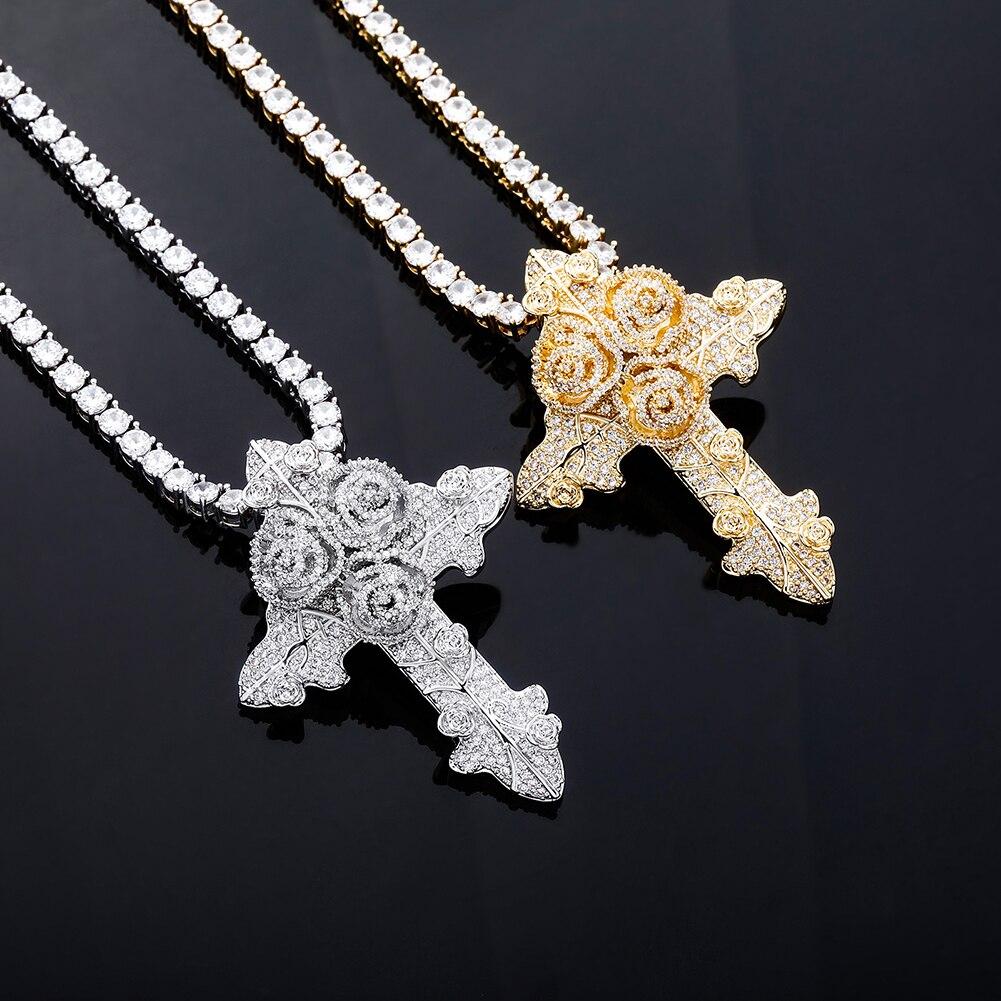 Rose Cross Pendant 14K - ICECI