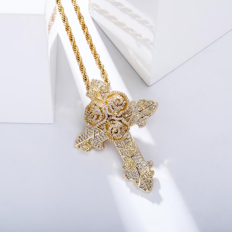Rose Cross Pendant 14K - ICECI