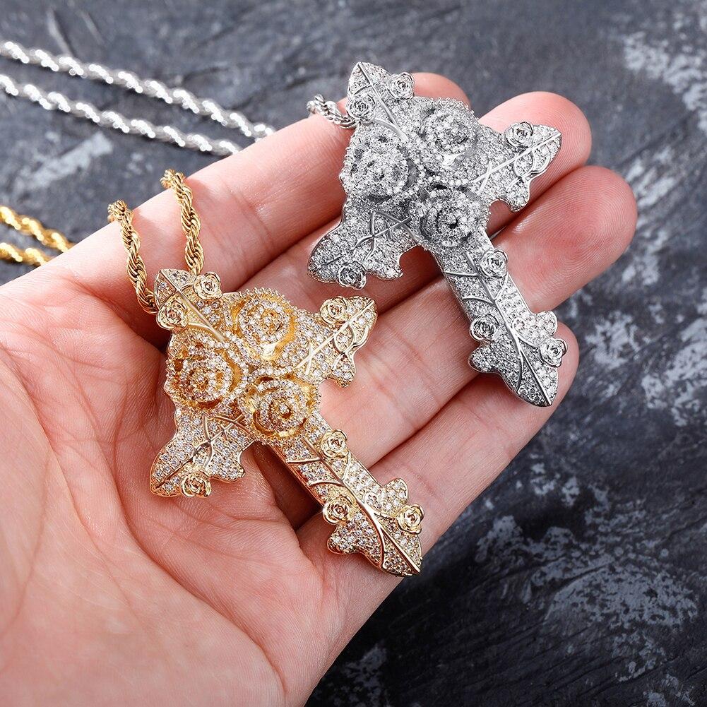 Rose Cross Pendant 14K - ICECI
