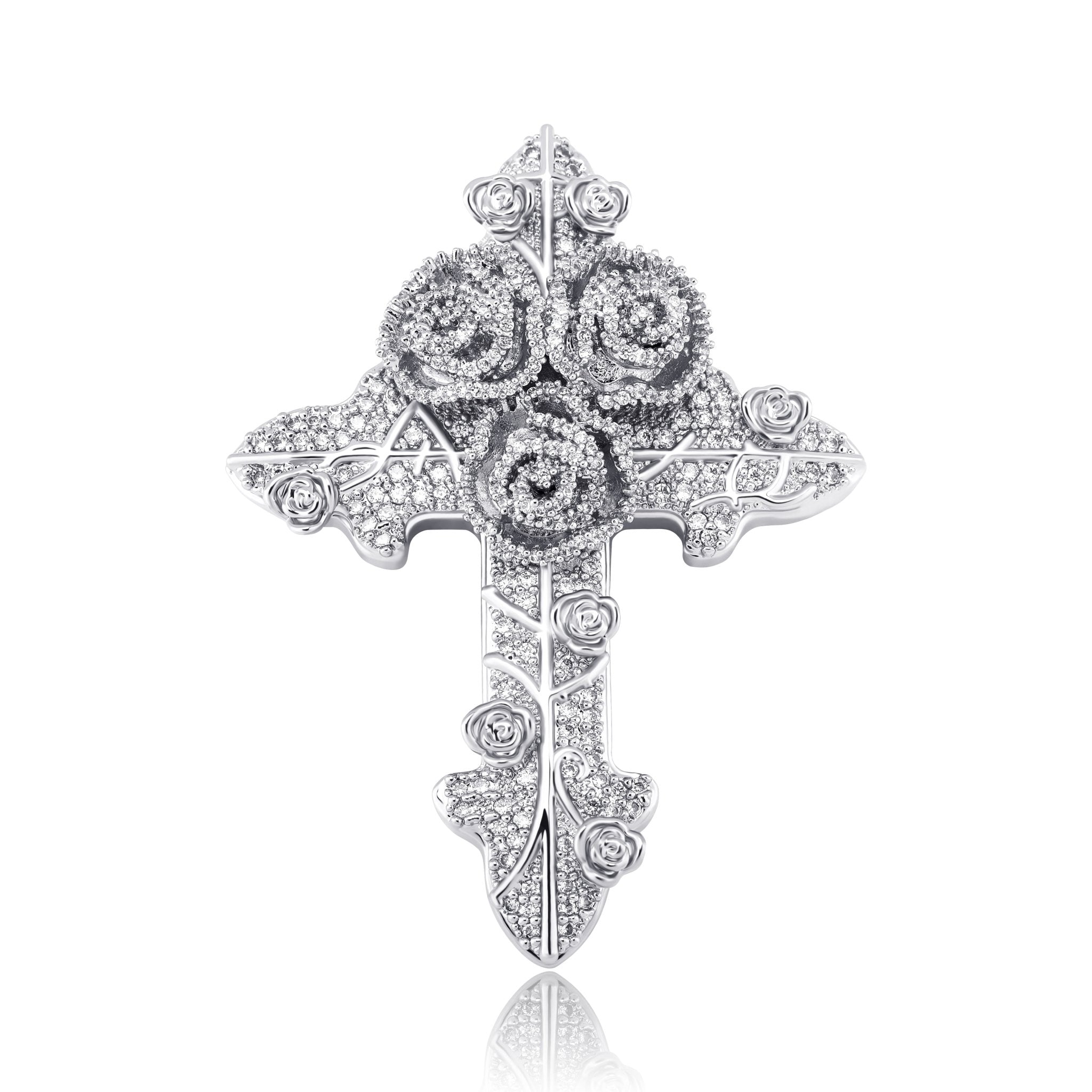 Rose Cross Pendant 14K - ICECI
