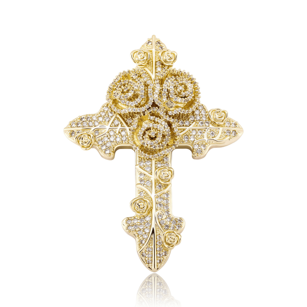 Rose Cross Pendant 14K - ICECI