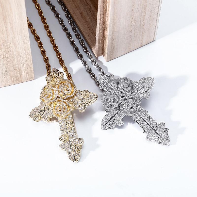 Rose Cross Pendant 14K - ICECI