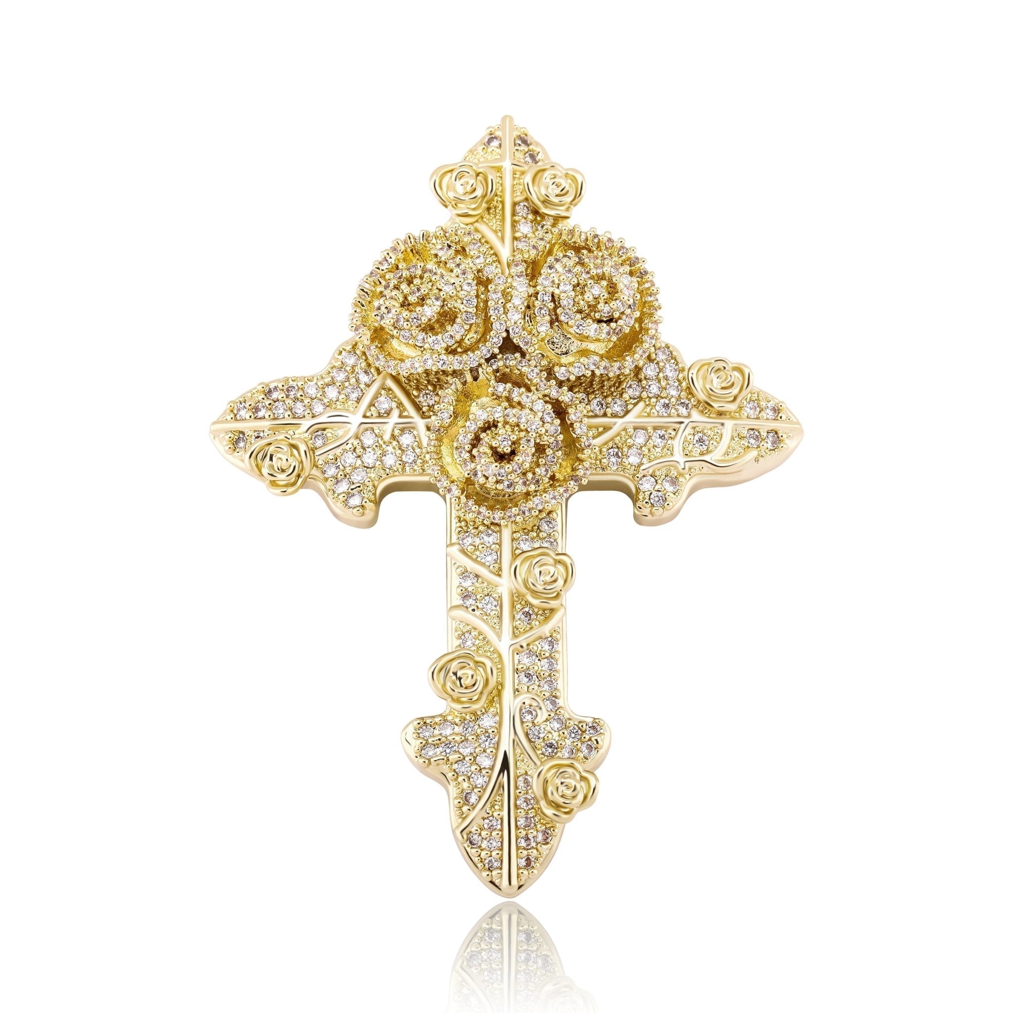 Rose Cross Pendant 14K - ICECI