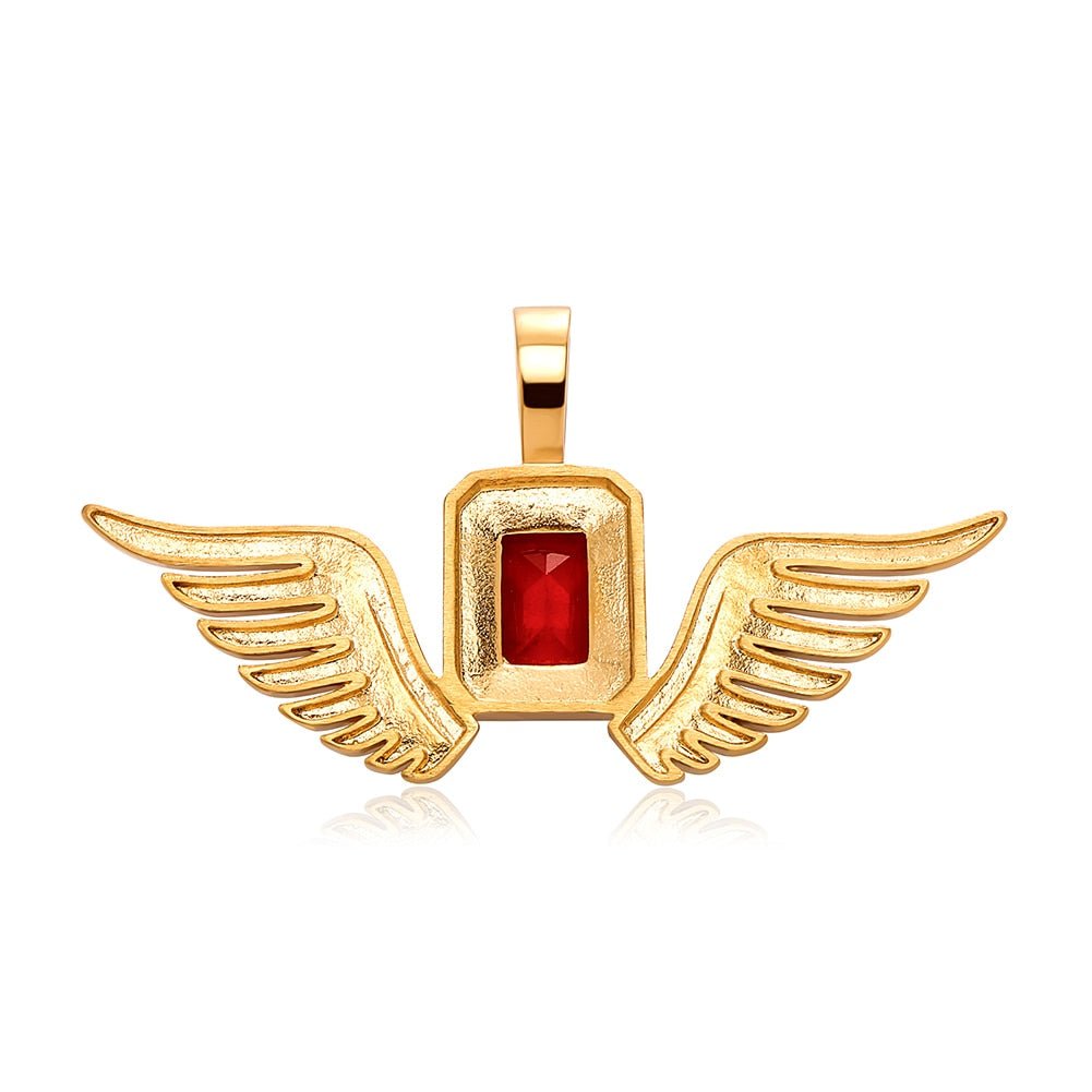Ruby Gemstone Angel Wings Pendant 14K - ICECI