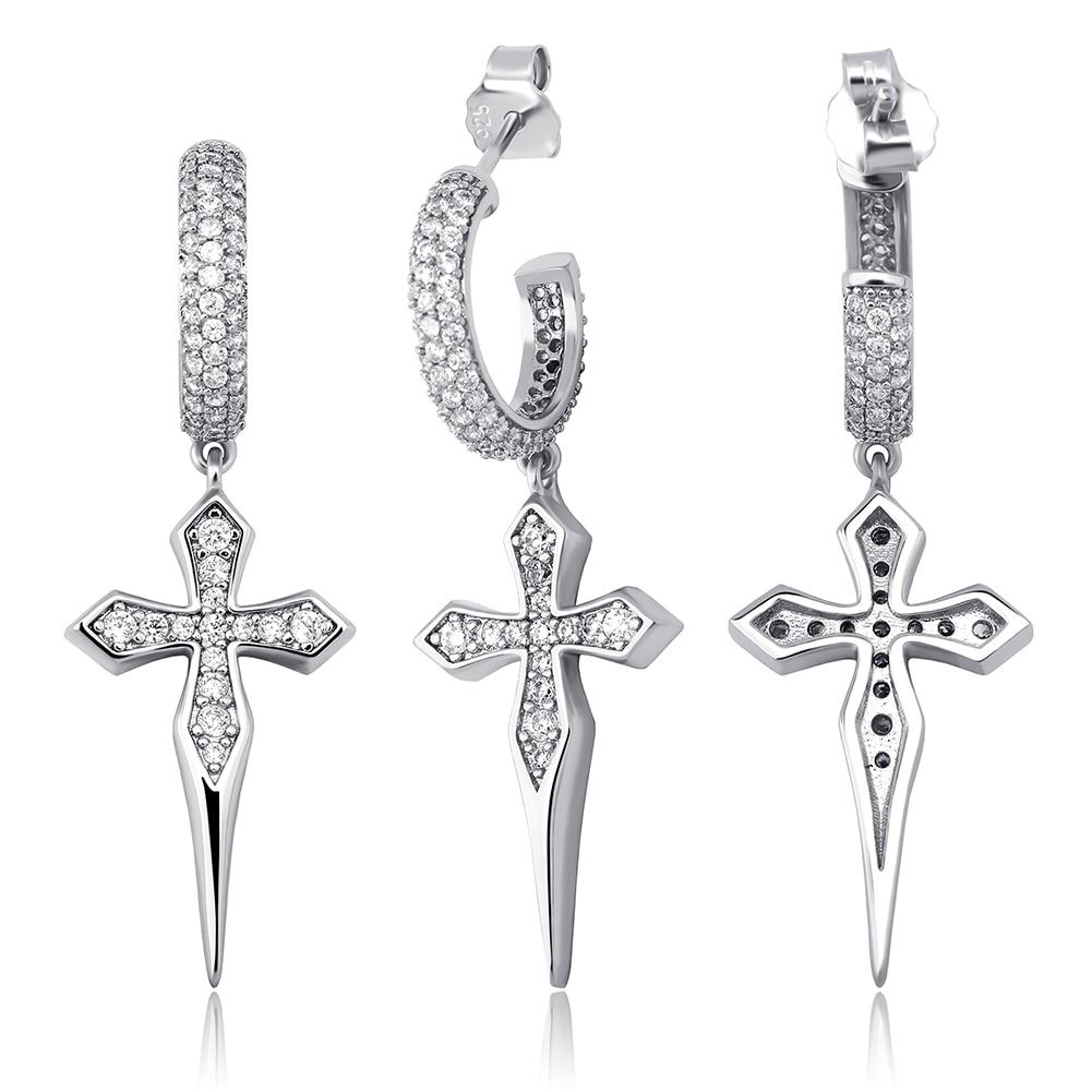 Sharp Cross Drop Earrings 14K - ICECI