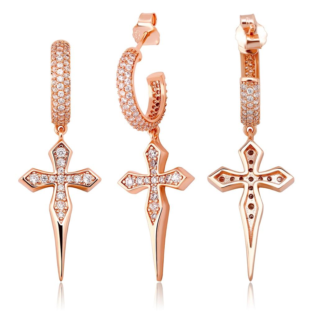 Sharp Cross Drop Earrings 14K - ICECI