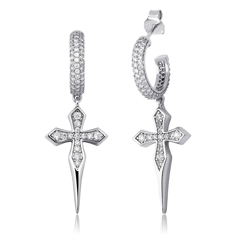 Sharp Cross Drop Earrings 14K - ICECI