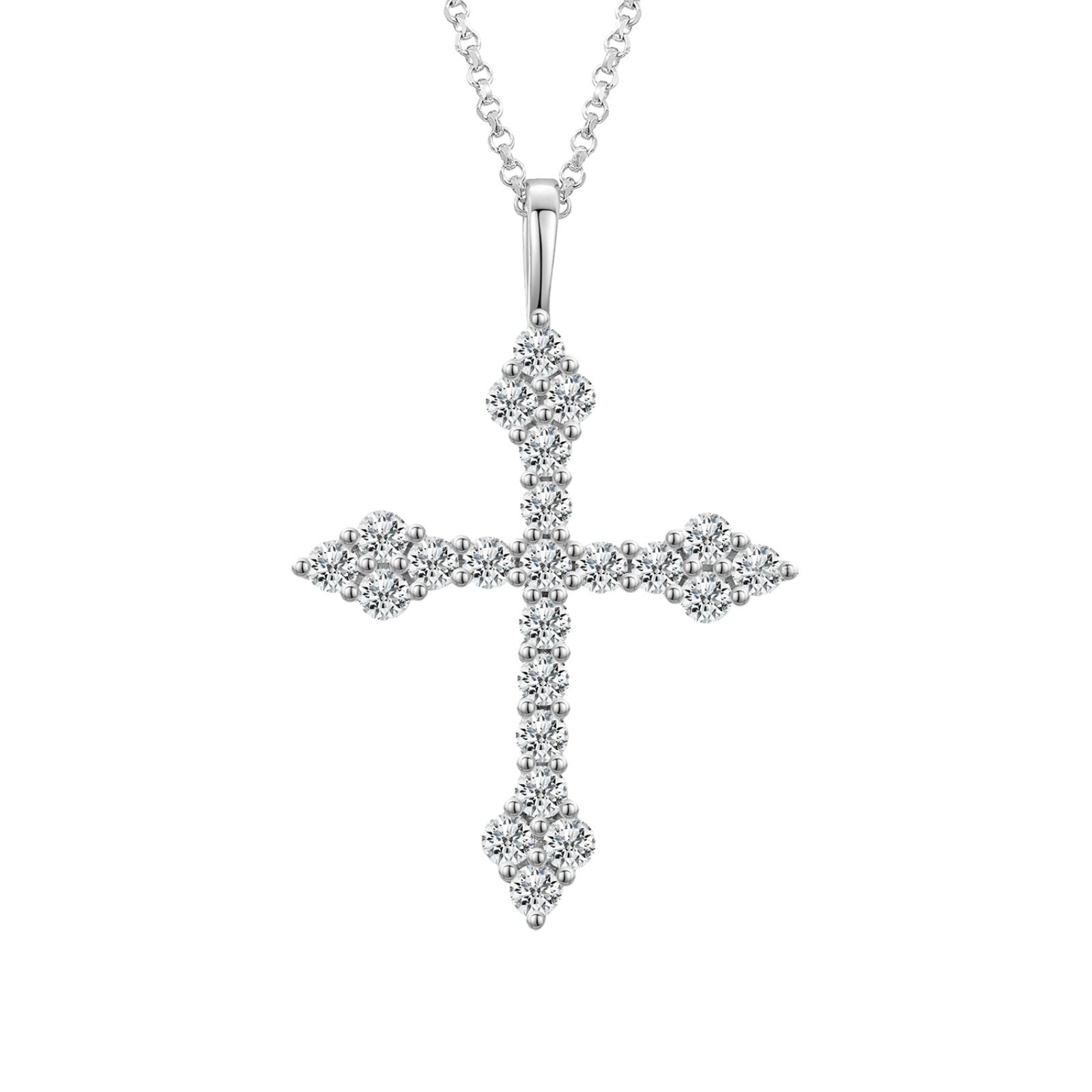 Sharp Patonce Cross Pendant 18K x Moissanite - ICECI