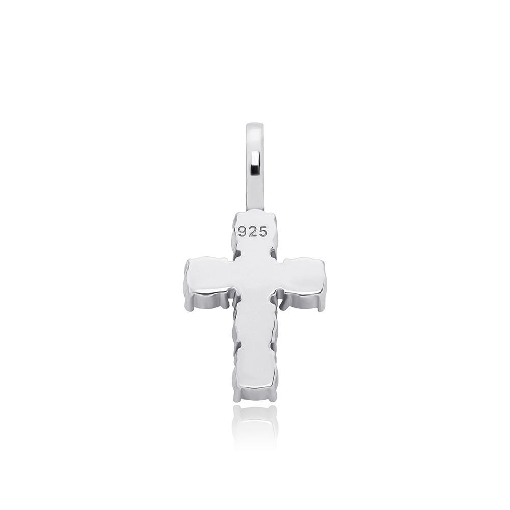 Six Diamond Cross Pendant 14K X Sterling Silver - ICECI