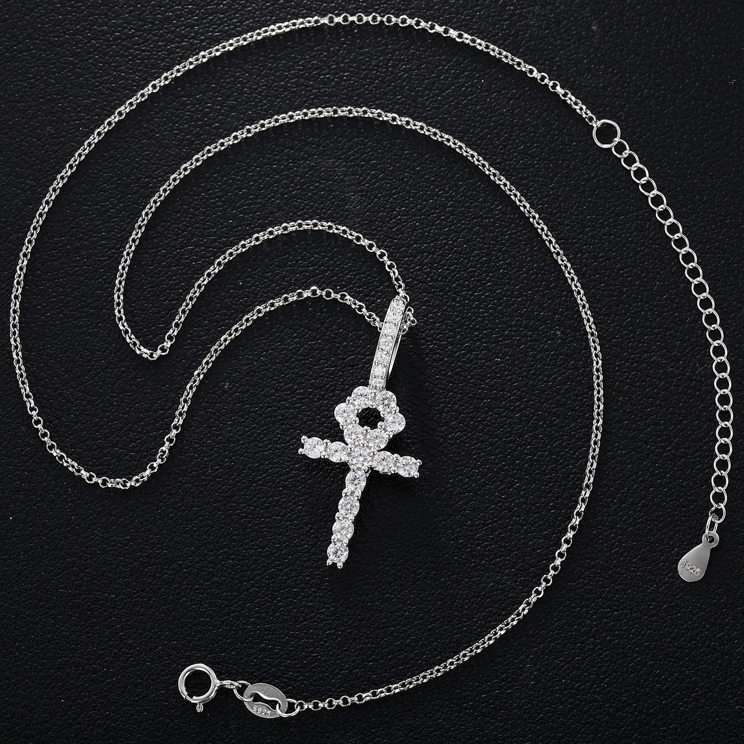 Small Ankh Cross Pendant 18K x Moissanite - ICECI