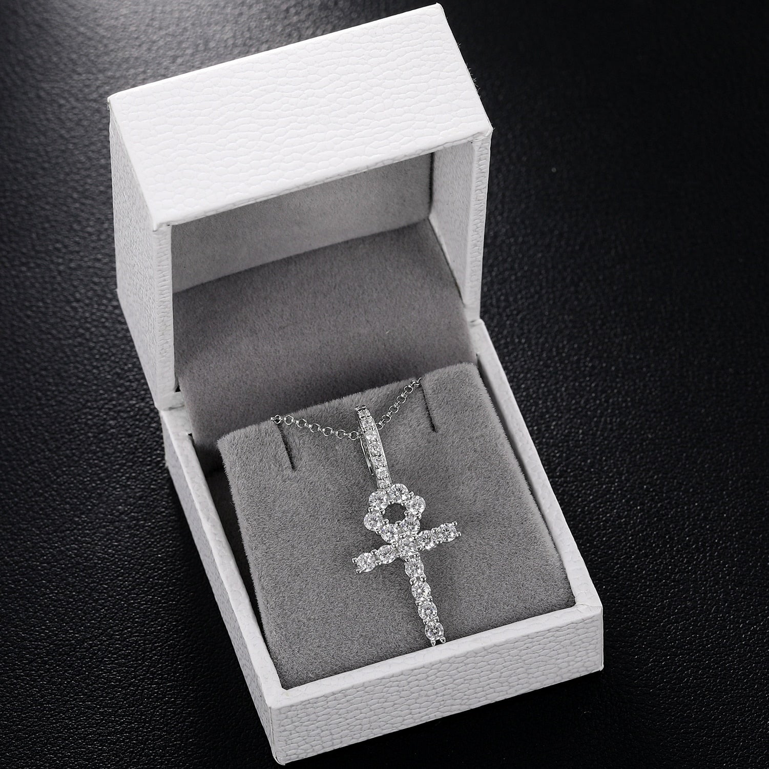 Small Ankh Cross Pendant 18K x Moissanite - ICECI
