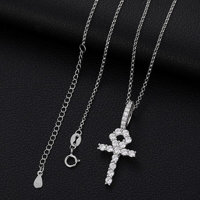 Small Ankh Cross Pendant 18K x Moissanite - ICECI