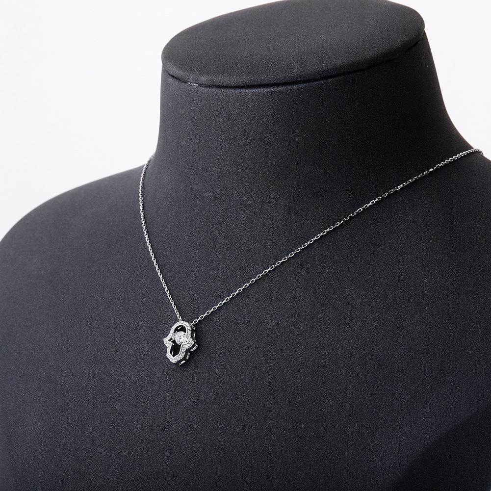 Solitaire Hamsa Hand Pendant 14K x Sterling Silver - ICECI