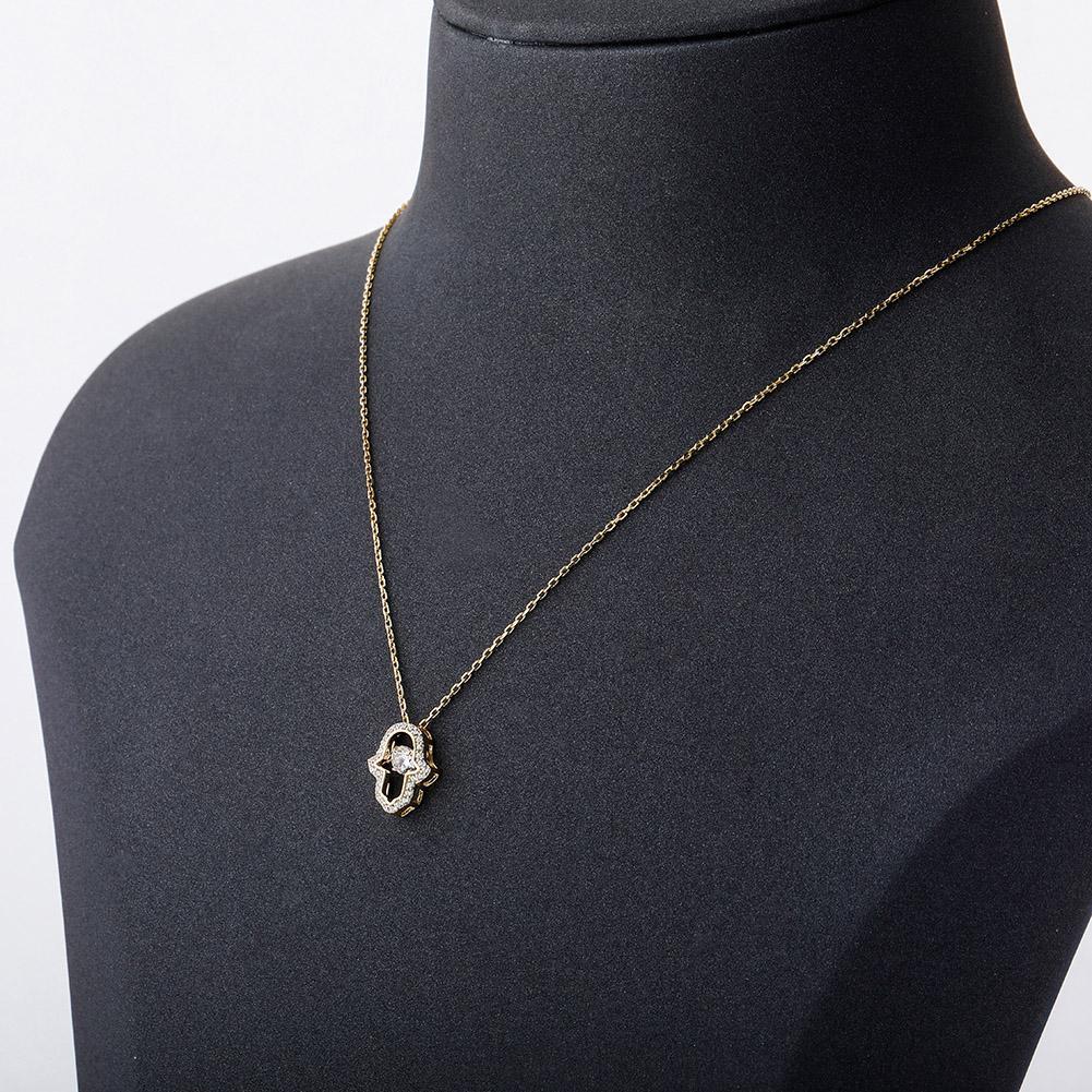 Solitaire Hamsa Hand Pendant 14K x Sterling Silver - ICECI