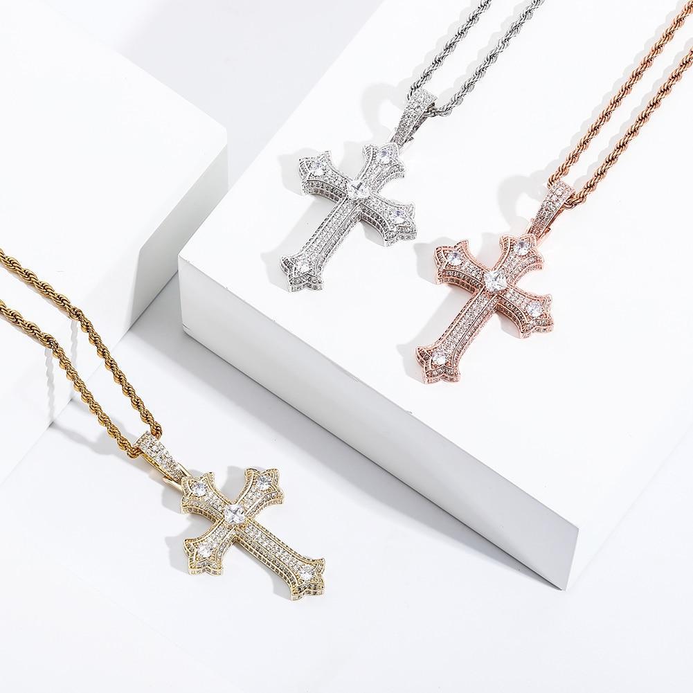 Solitaire Patonce Cross Pendant 14K - ICECI