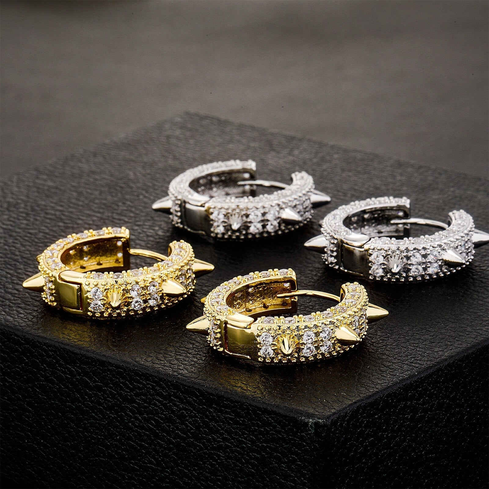 Spiked Rivet Hoop Earrings 14K - ICECI