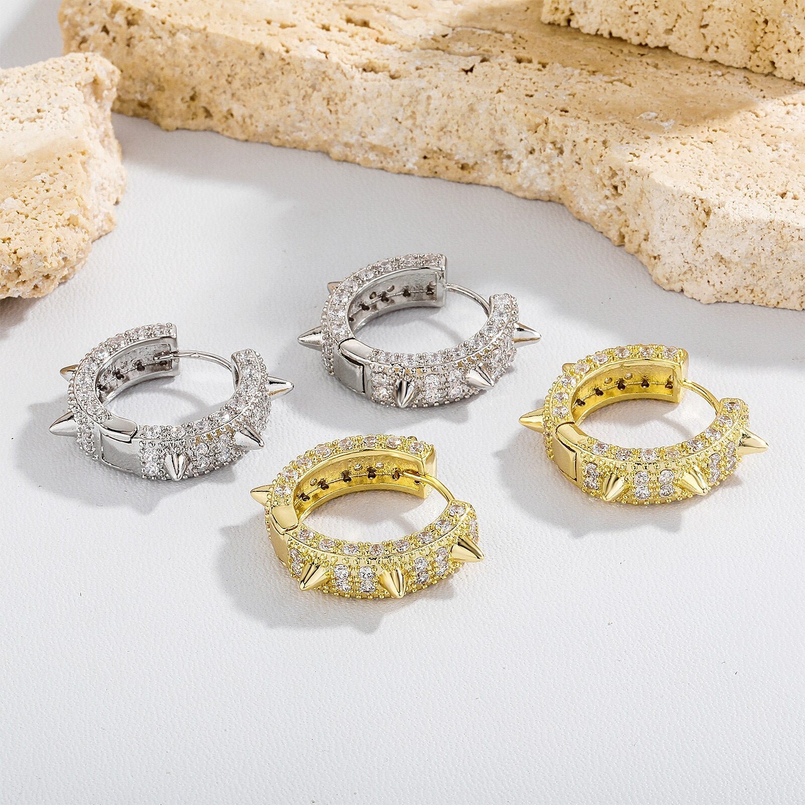 Spiked Rivet Hoop Earrings 14K - ICECI