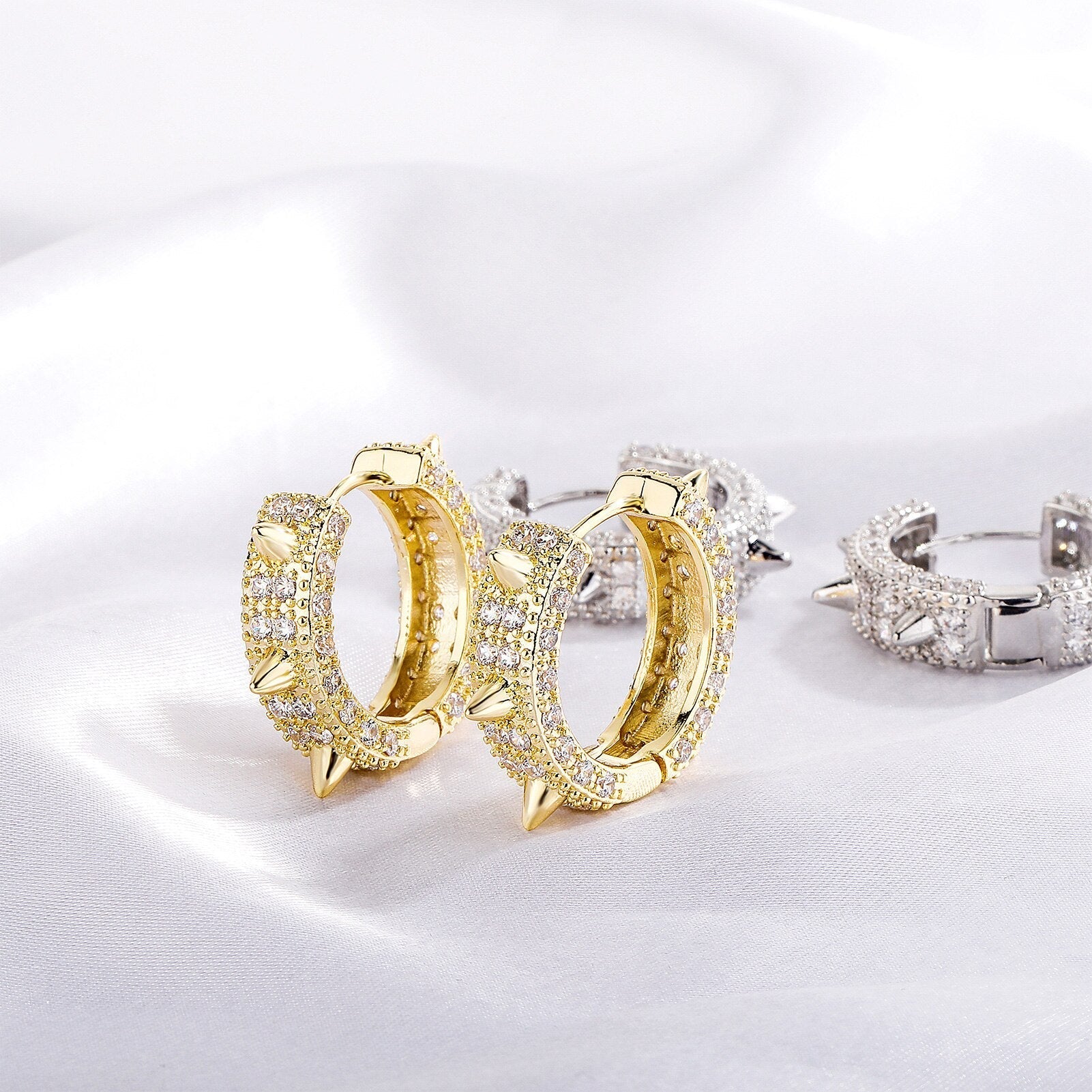 Spiked Rivet Hoop Earrings 14K - ICECI