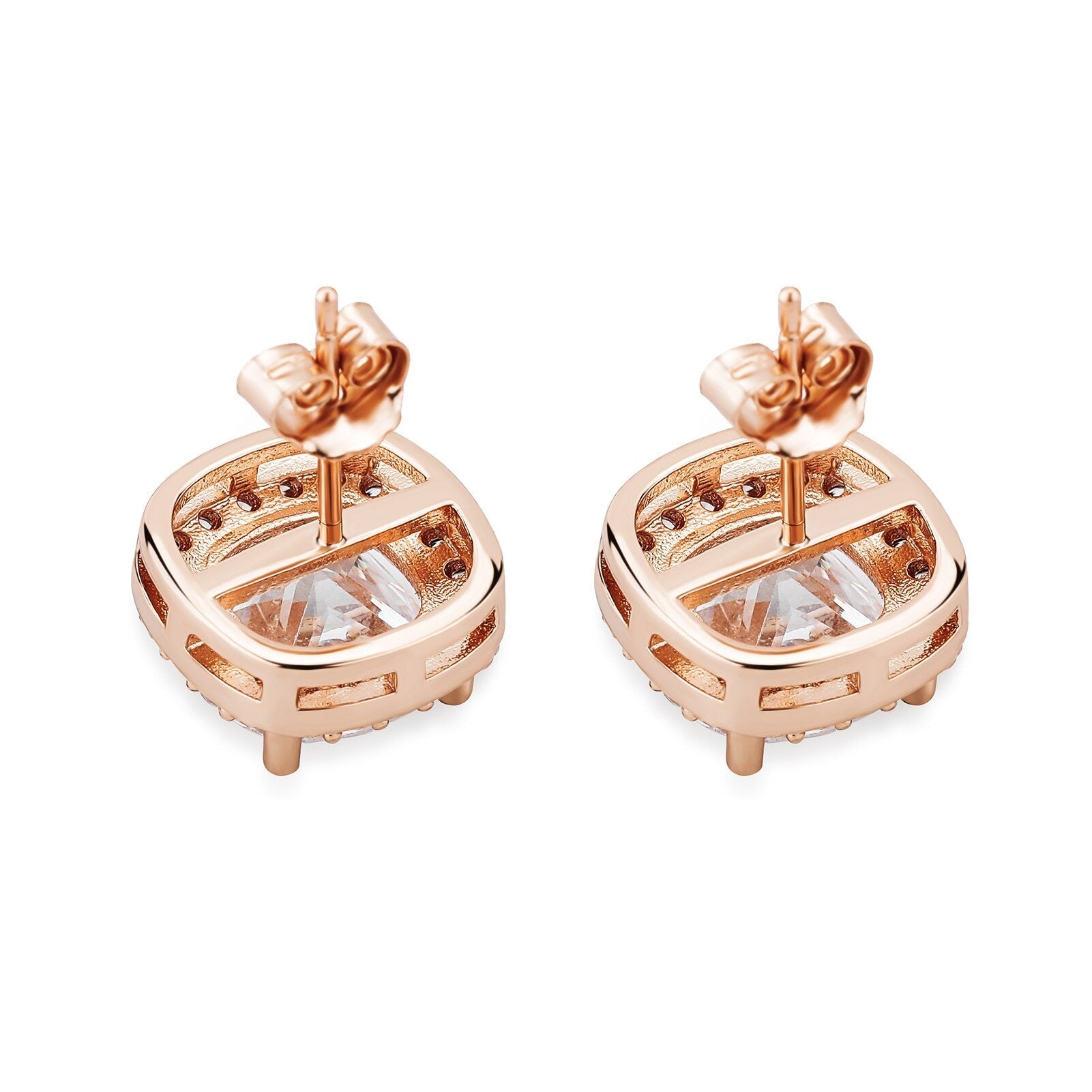 Square Halo Stud Earrings 14K - ICECI