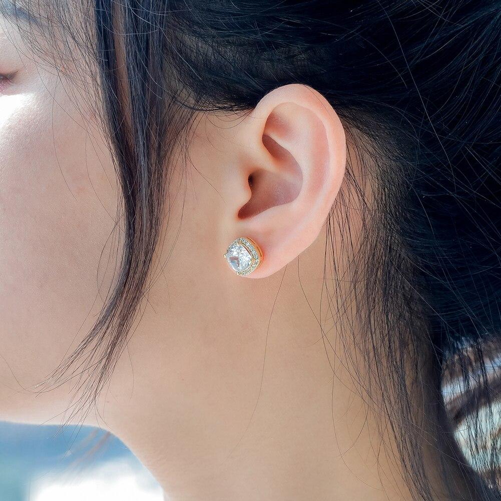 Square Halo Stud Earrings 14K - ICECI
