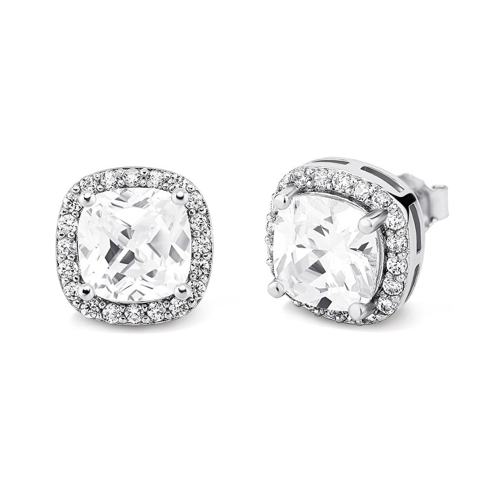 Square Halo Stud Earrings 14K - ICECI