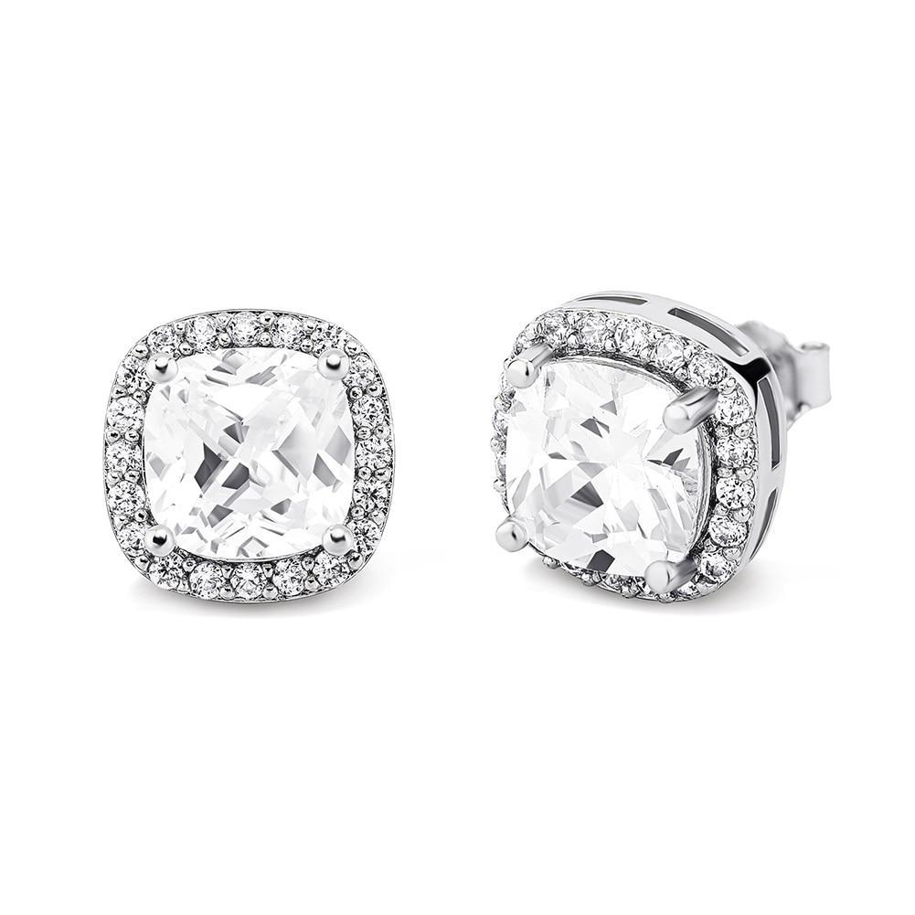 Square Halo Stud Earrings 14K - ICECI