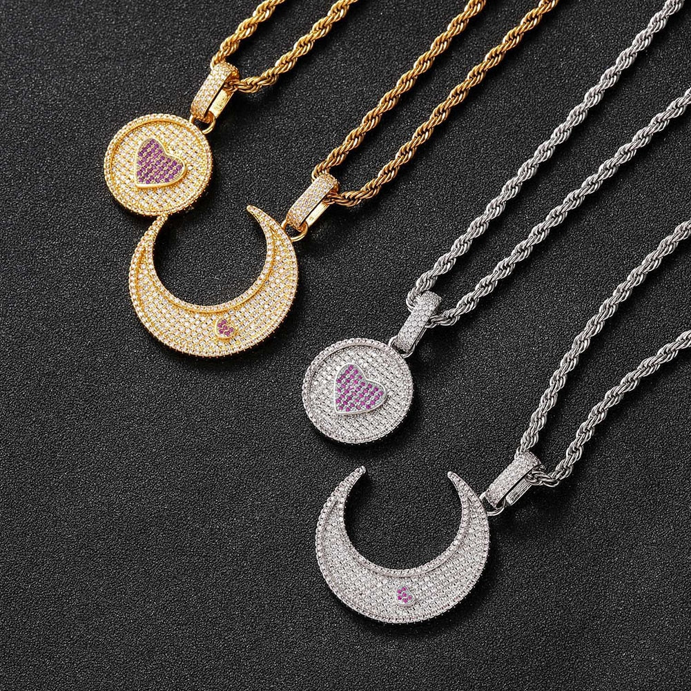 Sun & Moon Heart Pendant 14K - ICECI