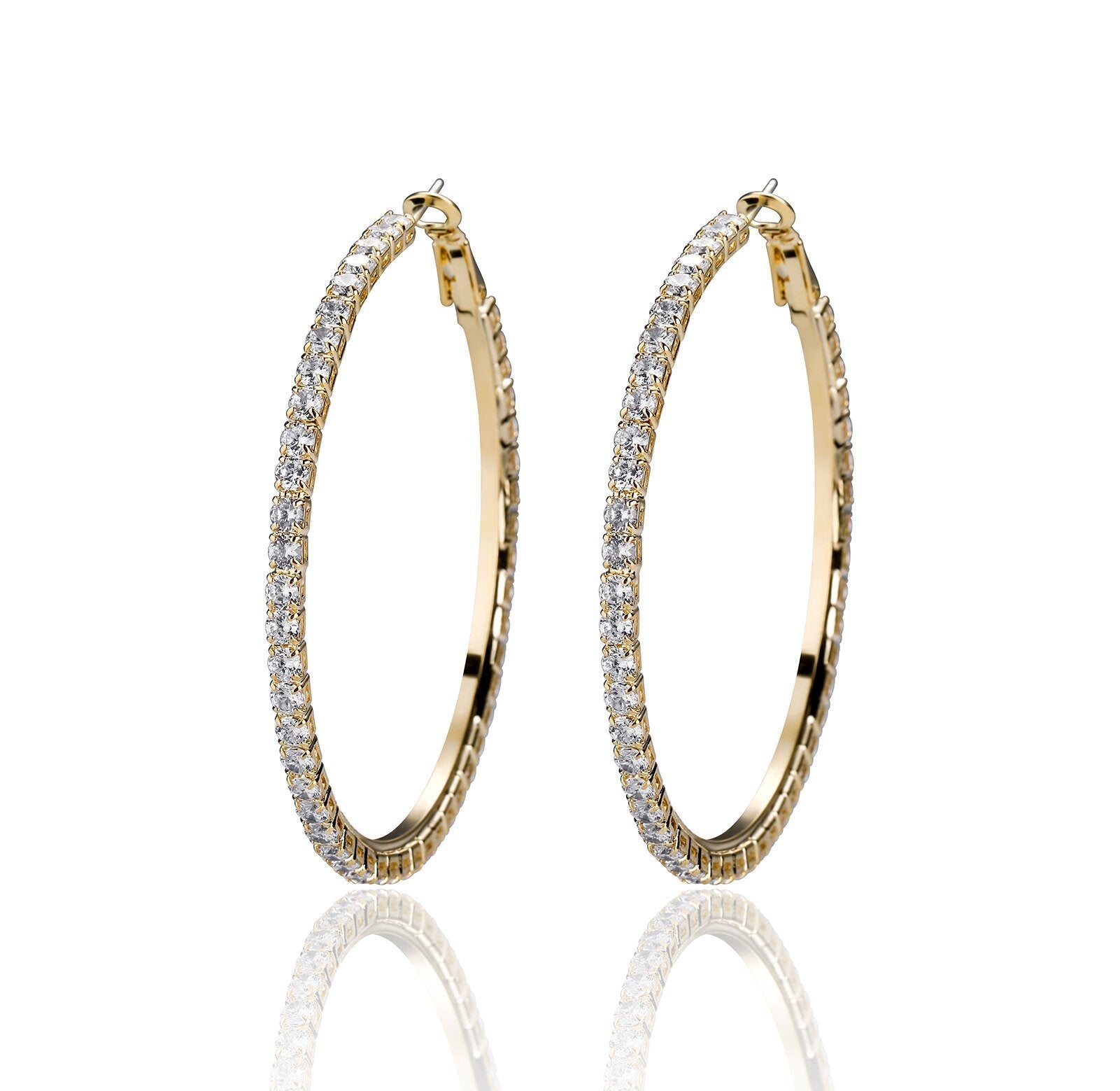 Tennis Hoop Earrings 14K - ICECI