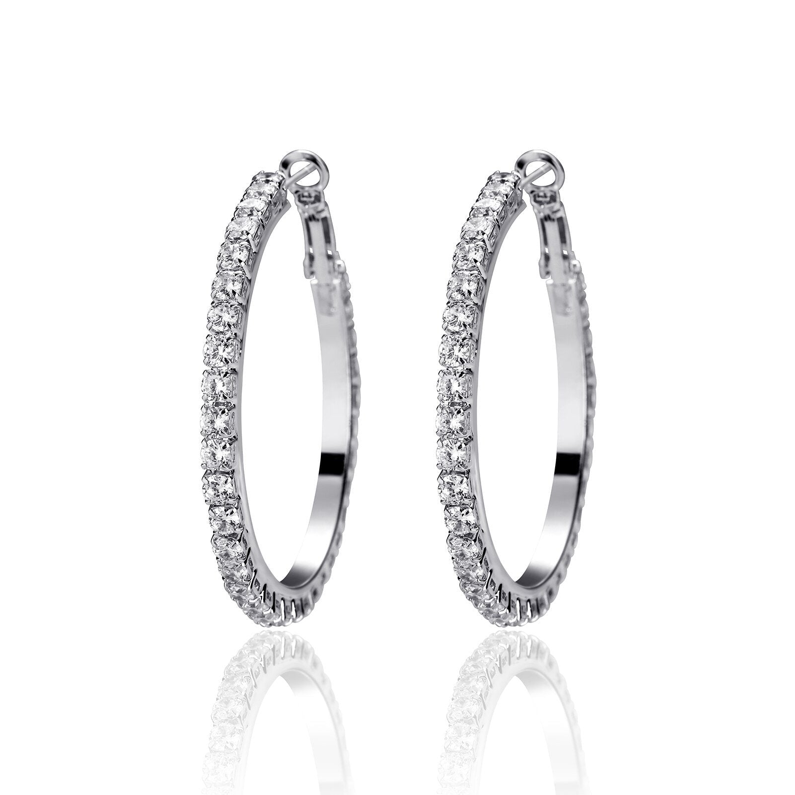 Tennis Hoop Earrings 14K - ICECI