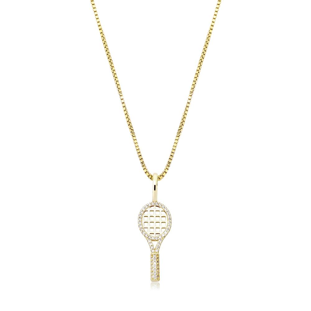 Tennis Racket Pendant 14K x Sterling Silver - ICECI