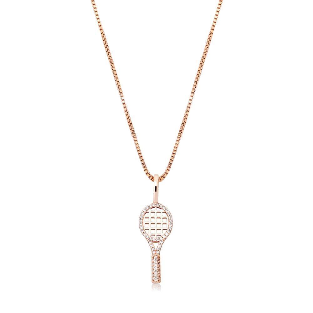 Tennis Racket Pendant 14K x Sterling Silver - ICECI