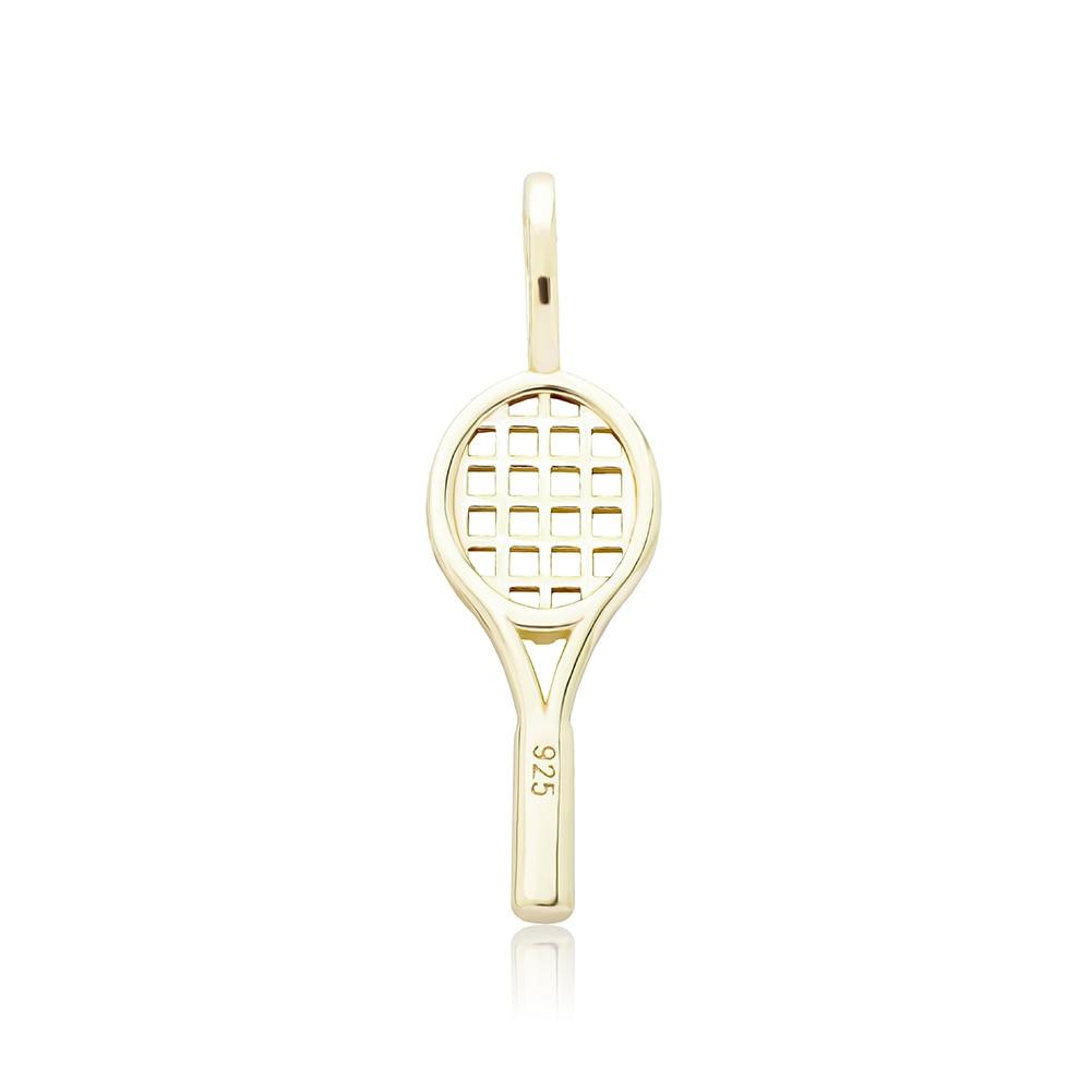 Tennis Racket Pendant 14K x Sterling Silver - ICECI