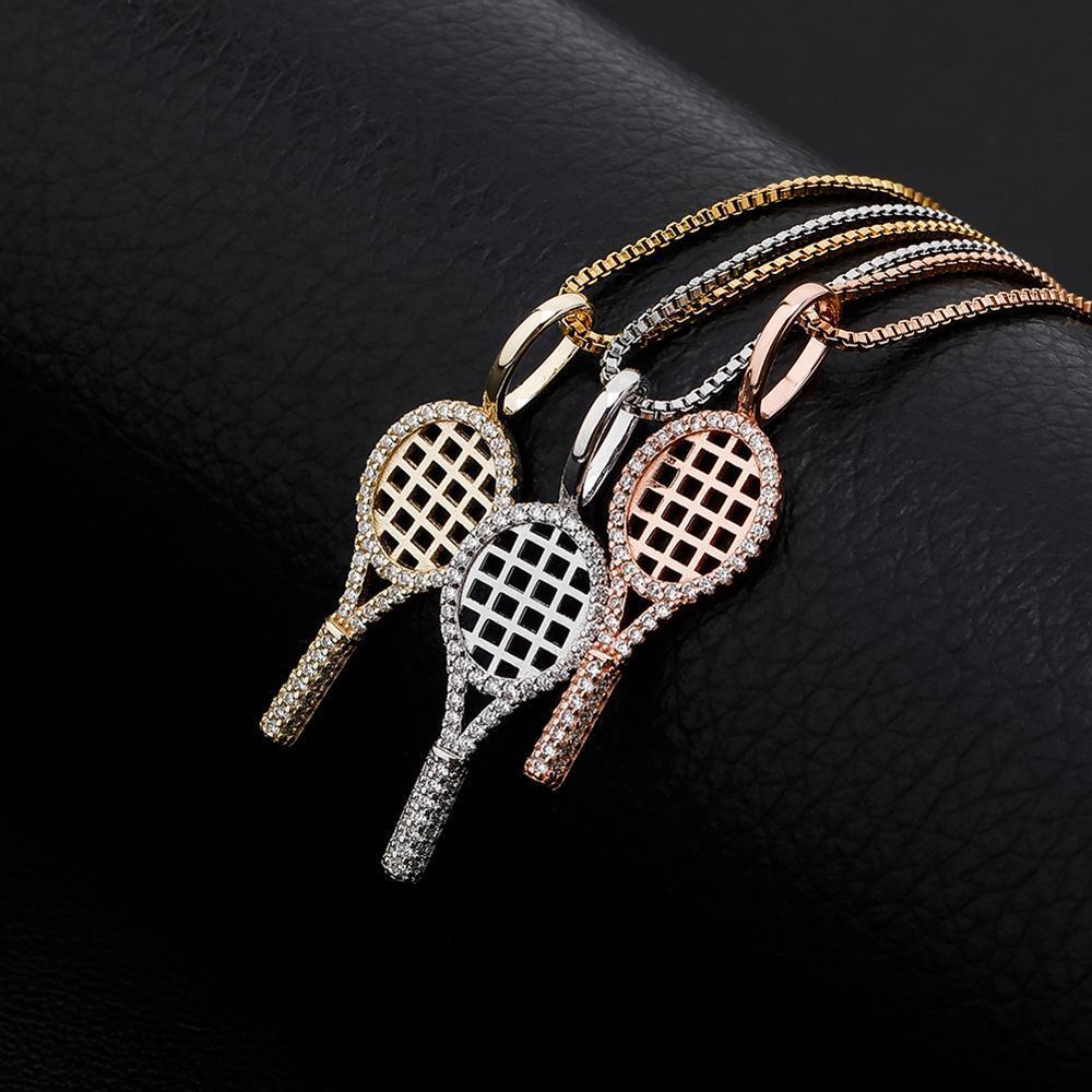 Tennis Racket Pendant 14K x Sterling Silver - ICECI